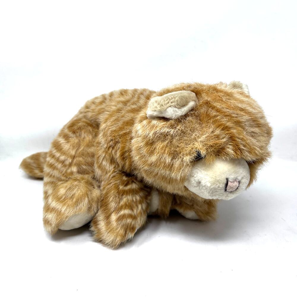 Lillian Vernon Floppy Cat Plush Orange Tabby Kitty 15" Realistic‎ Stuffed Kitten